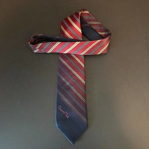 VINTAGE Oscar de la Renta NeckTie, Classic Deep Red faded into Deep Navy! *NICE